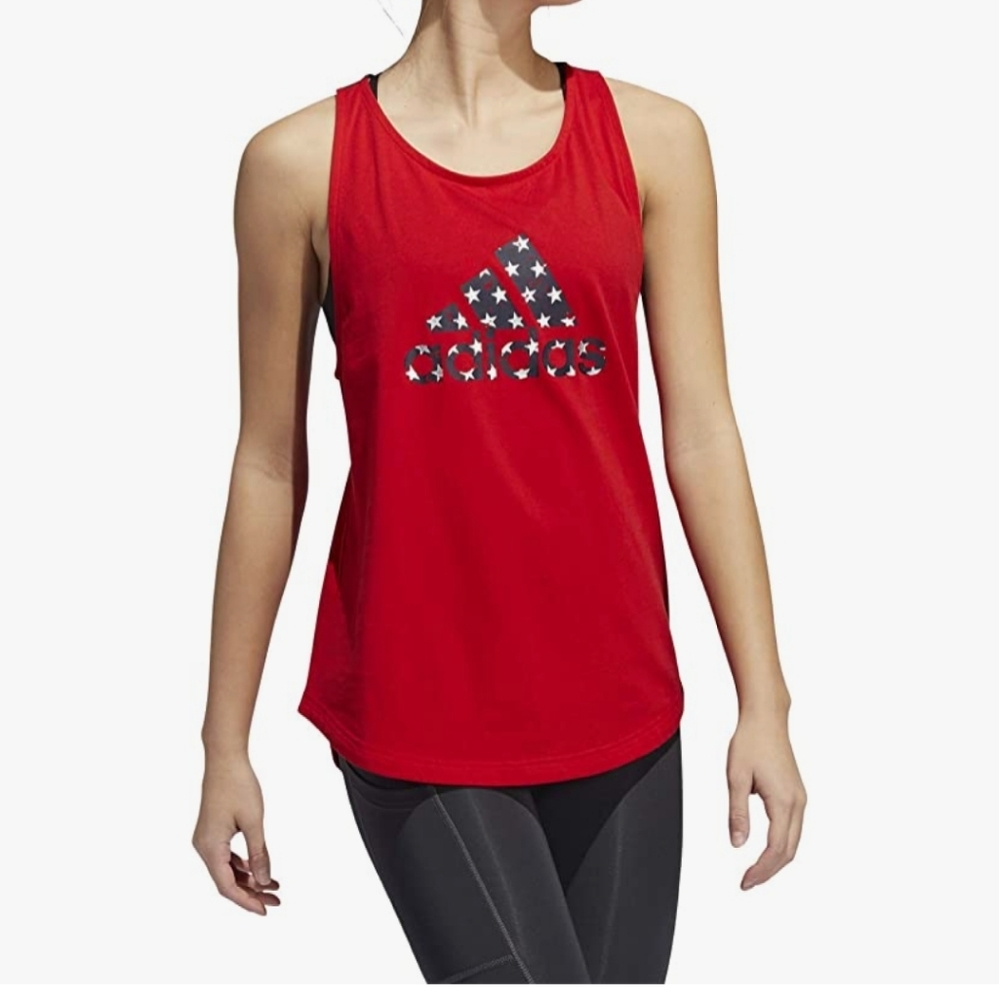 Adidas women's ricerback tank top Americana logo size S Red